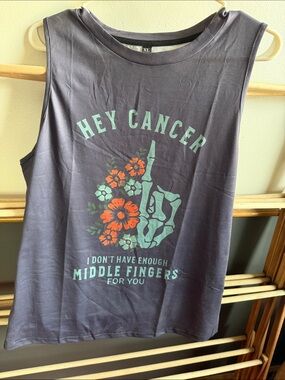 Graphic 'Hey Cancer' Women's Tank Top - Charcoal
